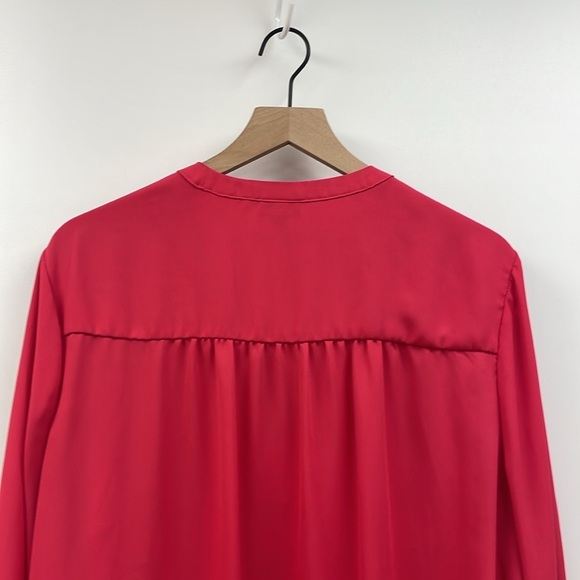 Torrid Georgette 3/4 Sleeve Split V-Neck Chiffon Blouse Minimalist Coral Red 3X - Picture 5 of 8